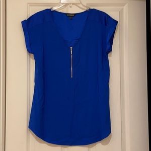 Striking cobalt blue Express top zipper detail